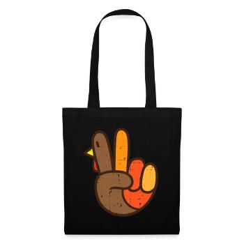 Signe de paix Turquie Main Cool Thanksgiving Hippie Me - Sac en tissu - noir - Devant