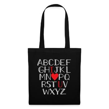 Alphabet ABCD I Love You Heart Valentines Day Cute - Tote Bag - black - Front
