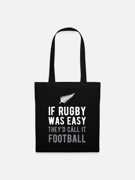 Lustiges Rugby Silver Farn Fußball Neuseeland NZ Sp - Stoffbeutel - Schwarz