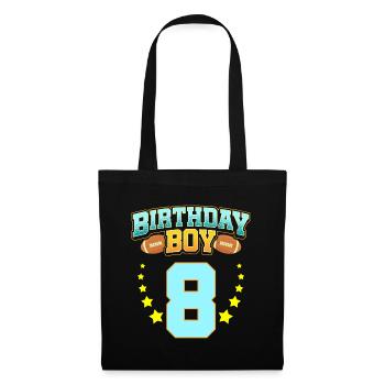 8. Geburtstag für Jungen Fußball 8 Jahre alt Kinder Gi - Stoffbeutel - Schwarz - Vorne