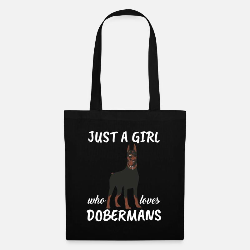 Nur ein Mädchen, das Dobermänner liebt - Hundegeschenk Doberma - Stoffbeutel - Schwarz