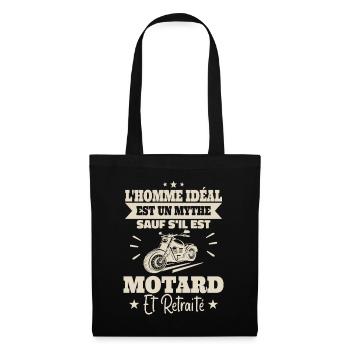 Motard Et Retraité Cadeau Motard Retraité - Sac en tissu - noir - Devant