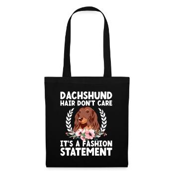 Dackelhaar ist es egal, es ist ein modisches Statement - Stoffbeutel - Schwarz - Vorne