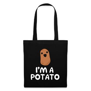 Je suis une pomme de terre - Drôle de pomme de terre kawaiikawaii - Sac en tissu - noir - Devant