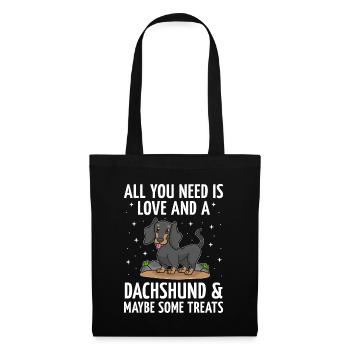 Alles, was Sie brauchen, ist Liebe und ein Dackelhund-Liebhaberhund - Stoffbeutel - Schwarz - Vorne