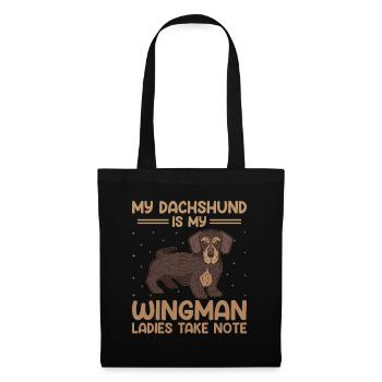 Mein Dackel ist mein Wingman-Damen Notiz Hund lo - Stoffbeutel - Schwarz - Vorne