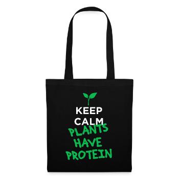 Ruhe bewahren Pflanzen haben Protein vegan - Stoffbeutel - Schwarz - Vorne
