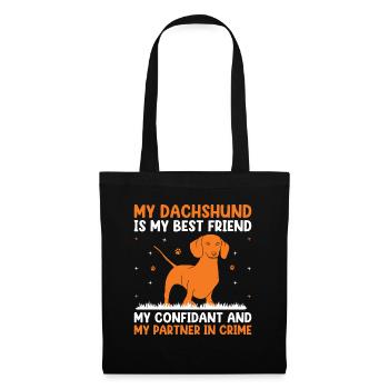 Mein Dackel ist mein bester Freund Hundeliebhaber Hundebesitzer - Stoffbeutel - Schwarz - Vorne