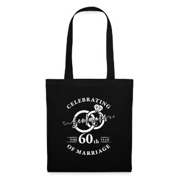 60e anniversaire de mariage - 60 ans de mariage - Sac en tissu - noir - Devant