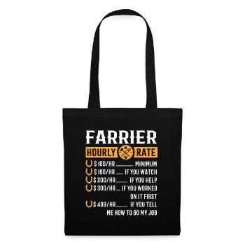 Lustige Hufschmied-Geschenke - Hufschmied-Stundensatz - Stoffbeutel - Schwarz - Vorne