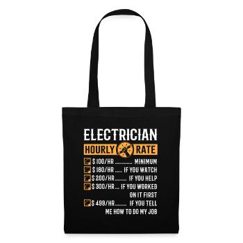 Cadeaux drôles d’électricien - Électricien Taux horaire - Sac en tissu - noir - Devant