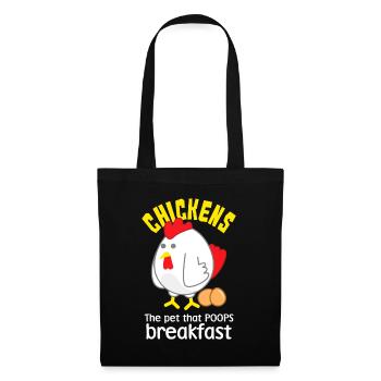 Poulets L’animal qui fait caca Petit déjeuner Drôle de poussin - Sac en tissu - noir - Devant