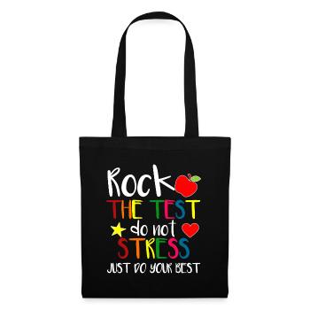 Rock The Test Teacher Test Day Testing Day Funny T - Tote Bag - black - Front