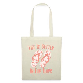 Das Leben ist besser in Flip Flops Flamingo Beach Vacati - Stoffbeutel - Natur - Vorne