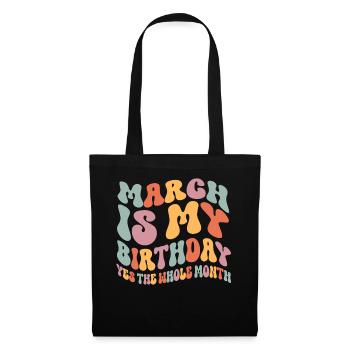 März Geburtstag - Stoffbeutel - Schwarz - Vorne