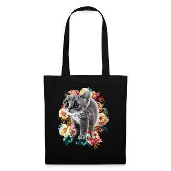 Katze - Stoffbeutel - Schwarz - Vorne