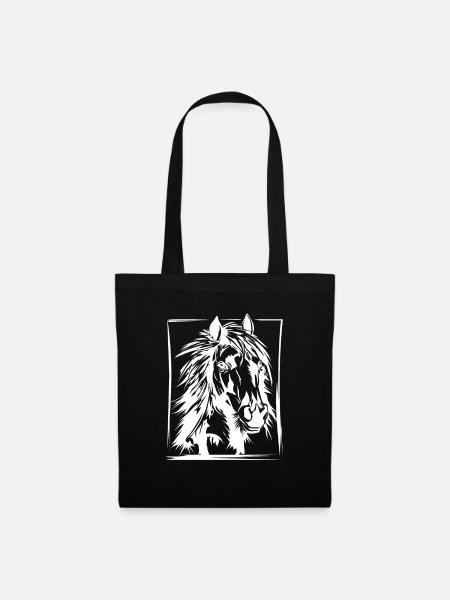 Cheval, équitation, dressage, dessin cadeau - Sac en tissu - noir