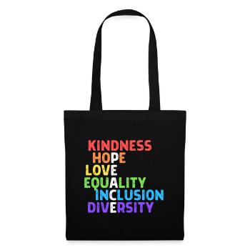 Kindness Peace Equality Inclusion Diversity Human - Tote Bag - black - Front