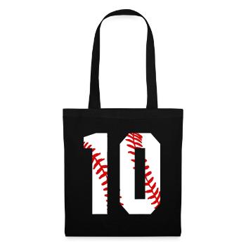 10. Geburtstag Baseball Big Number Ten 10 Jahre alt - Stoffbeutel - Schwarz - Vorne
