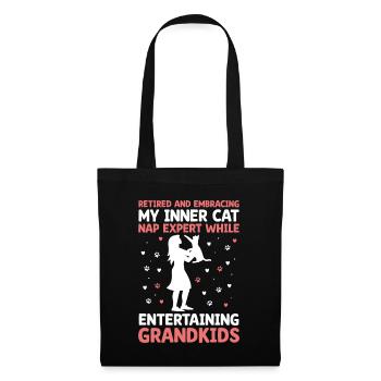 Amoureux des chats Grand-mère retraitée Retraité Propriétaire de chat Chat - Sac en tissu - noir - Devant