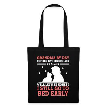 Amoureux des chats Grand-mère retraitée Retraité Propriétaire de chat Chat - Sac en tissu - noir - Devant