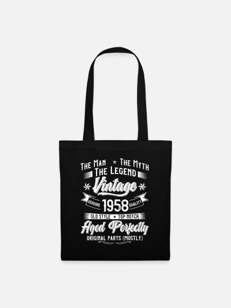 Mens Vintage 1958 65th Birthday Gift Men 65 Years - Tote Bag - black