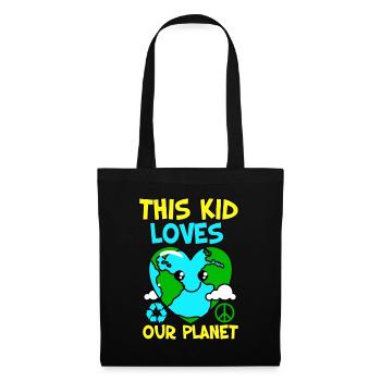Cet enfant aime notre planète Recycle la paix Jour de la Terre - Sac en tissu - noir - Devant