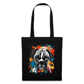 Chien boxeur - Sac en tissu - noir - Devant