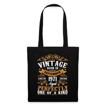 September 1971 Geburtstagsgeschenk 1971 September - Stoffbeutel - Schwarz - Vorne