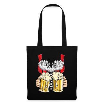 Dirndl Tracht Kleidung Fräulein Damen Bierkrug - Stoffbeutel - Schwarz - Vorne
