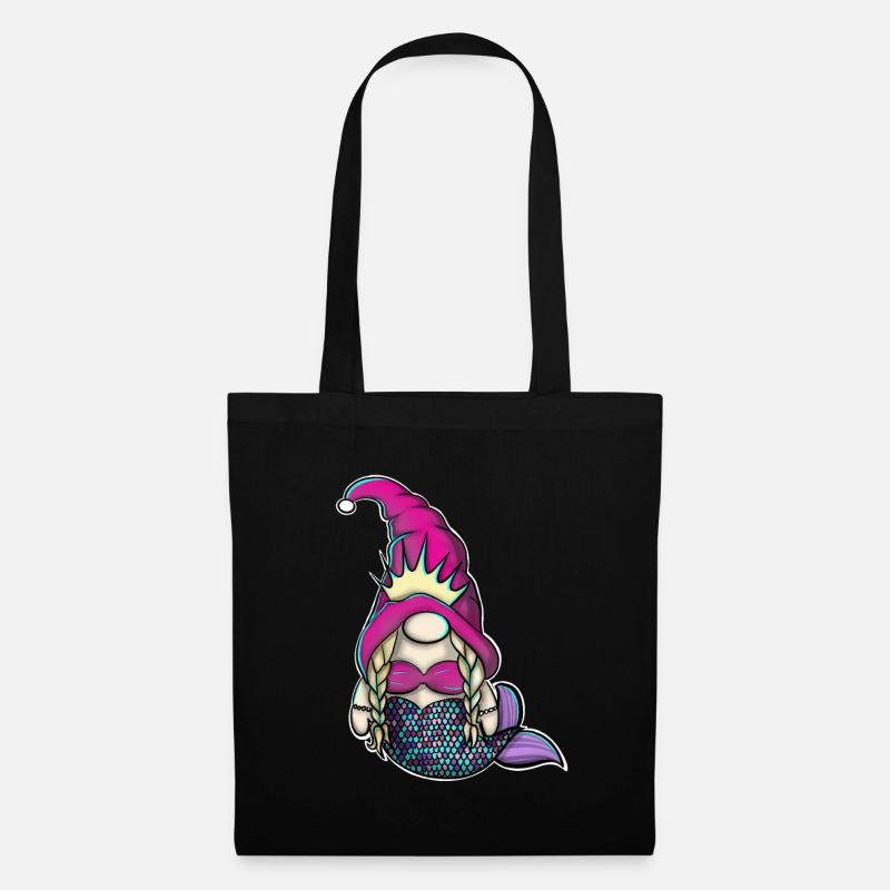 Meerjungfrau Wichtel Gnome - Stoffbeutel - Schwarz