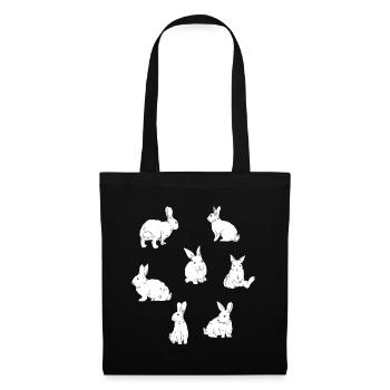 Lapins à motif de lapins sautillants - Sac en tissu - noir - Devant