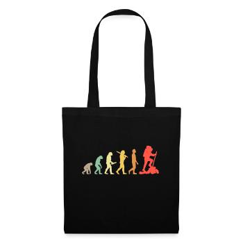 Retro Hiking Evolution Geschenk für Wanderer - Stoffbeutel - Schwarz - Vorne