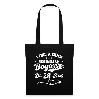 Bogosse 28 ans Cadeau Humour Anniversaire 28 ans - Sac en tissu - noir - Devant