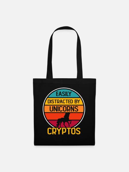 Krypto Kryptowährung Einhorn - Stoffbeutel - Schwarz
