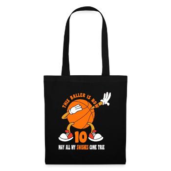 10 Year Old Happy 10th Birthday Basketball 10th - Tote Bag - black - Front