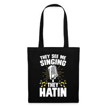 Karaoké chanteur chanteur - Sac en tissu - noir - Devant
