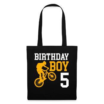 5. Geburtstag Fahrrad Kinder - Stoffbeutel - Schwarz - Vorne