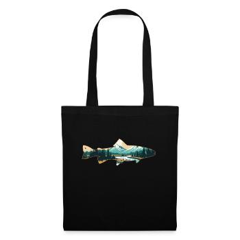 Pêche à la mouche dans un paradis de la truite: rétro - Sac en tissu - noir - Devant