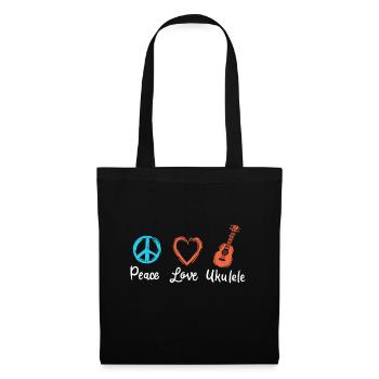 Peace Love Ukulele - Stoffbeutel - Schwarz - Vorne