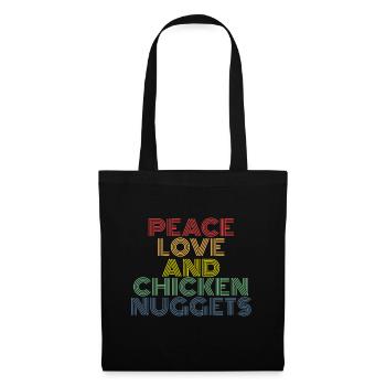 Frieden, Liebe und Chicken Nuggets - Stoffbeutel - Schwarz - Vorne