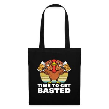 Turkey Time To Get Basted Retro Happy Thanksgiving - Tote Bag - black - Front