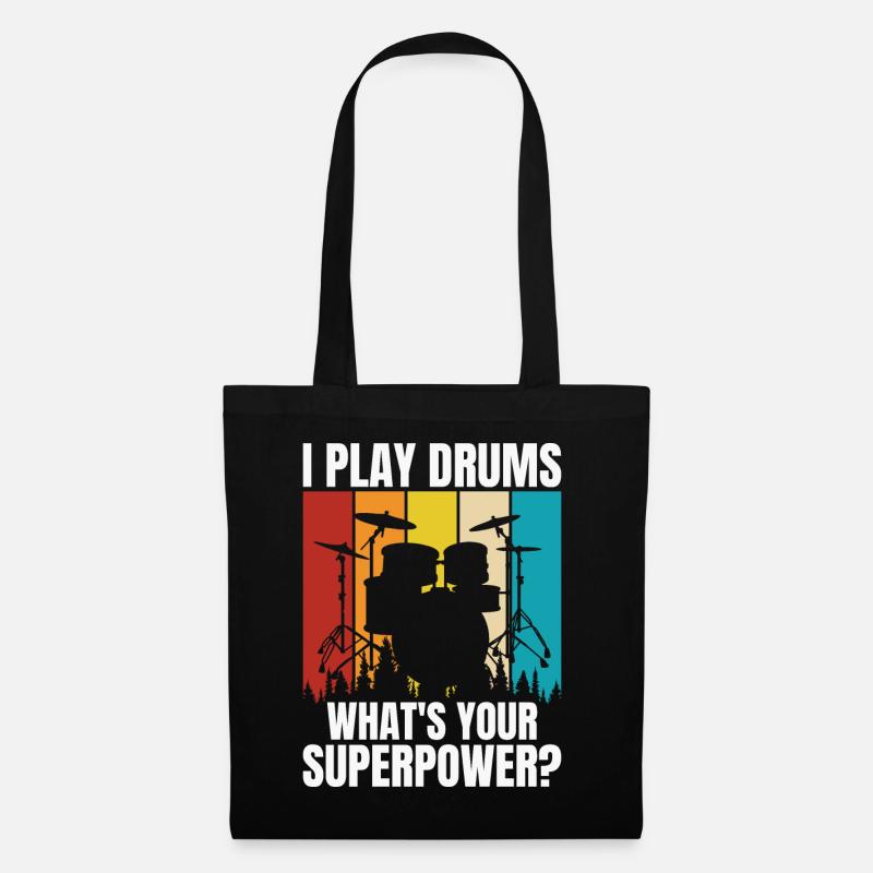 Schlagzeug Schlagzeuger Drummer - Stoffbeutel - Schwarz
