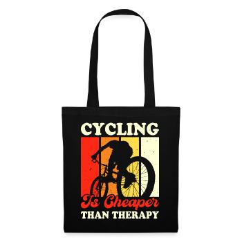 Cycling Is Cheaper Than Therapy - Stoffbeutel - Schwarz - Vorne