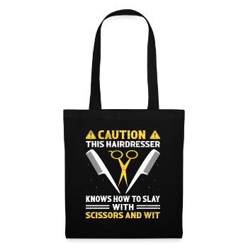 Coiffeur Coiffeur Coiffeur Coiffure Coiffure - Sac en tissu - noir - Devant