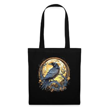 Corbeau, Pleine Lune, Celtique, Nordique, Païen, Oiseau, - Sac en tissu - noir - Devant