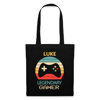 Luke Name Gift, Personalised Legendary Gamer - Tote Bag - black - Front