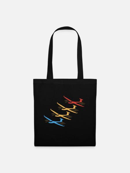 Retro Glider Segelflugzeug Flugzeug Geschenk - Stoffbeutel - Schwarz