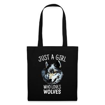 Girls Wolf Gift Just A Girl Who Loves Wolves - Tote Bag - black - Front