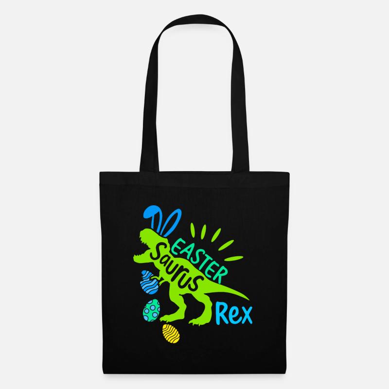 Lustiges Ostern Saurus Rex Jagdei T-Rex Hase - Stoffbeutel - Schwarz